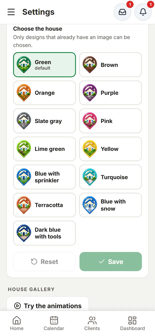 The house design gallery: green, brown, orange, purple, slate gray, pink, lime green, yellow, blue with sprinkler, turquoise, terracotta and more